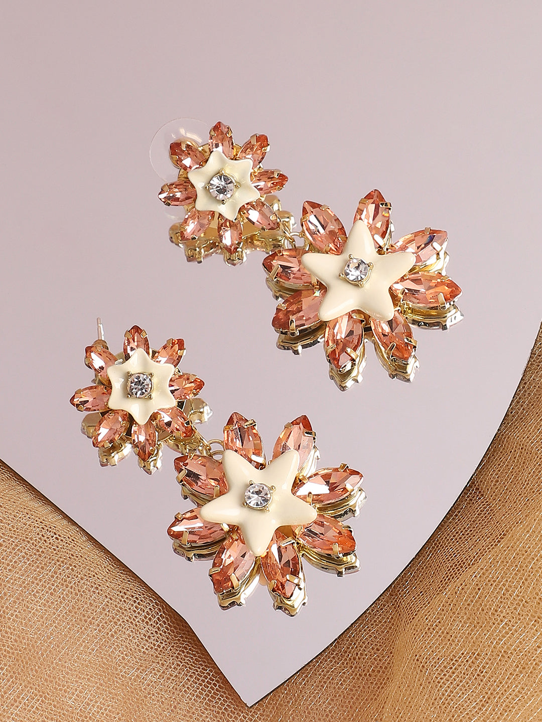Gold Plated Designer Stone Party Drop Earring For Women