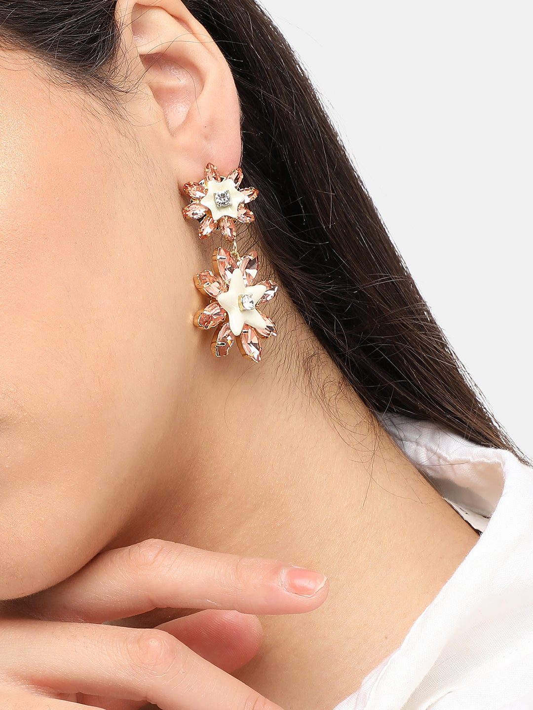Gold Plated Designer Stone Party Drop Earring For Women