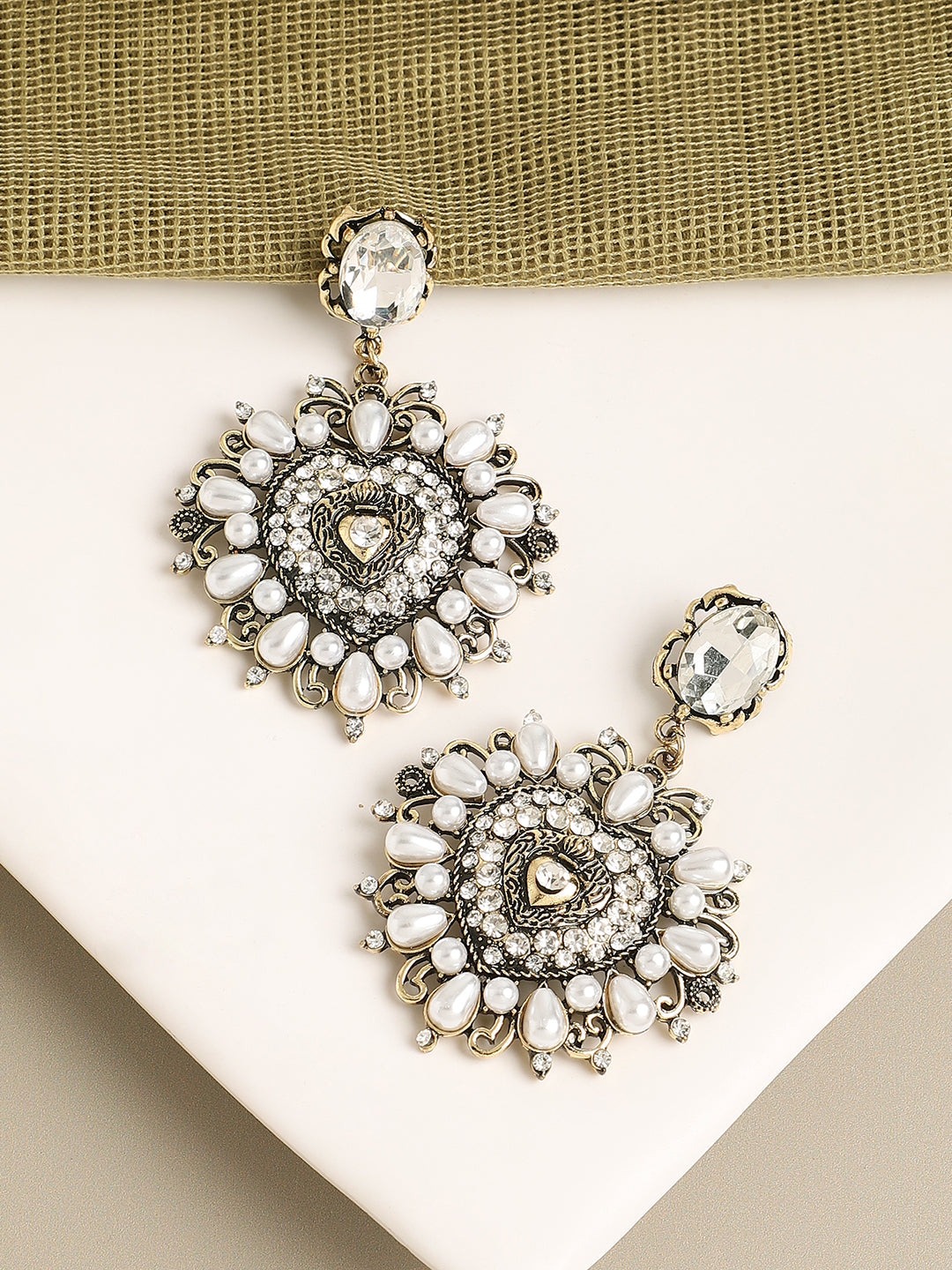 Gold Plated Pearls Party Drop Earring For Women