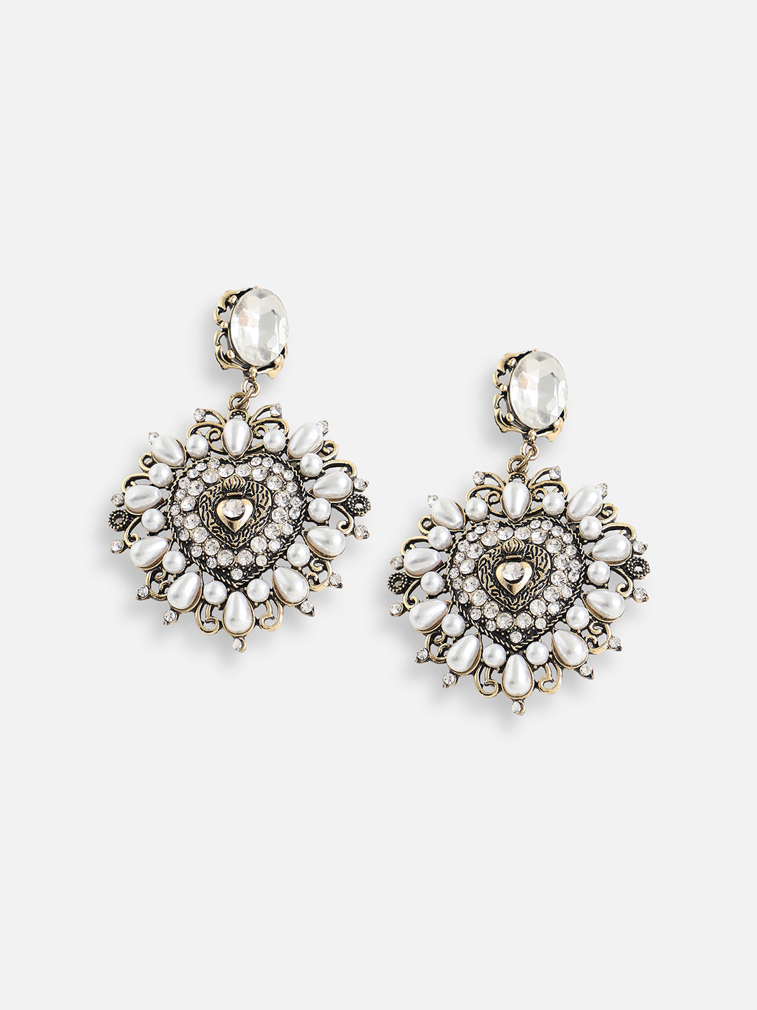 Gold Plated Pearls Party Drop Earring For Women