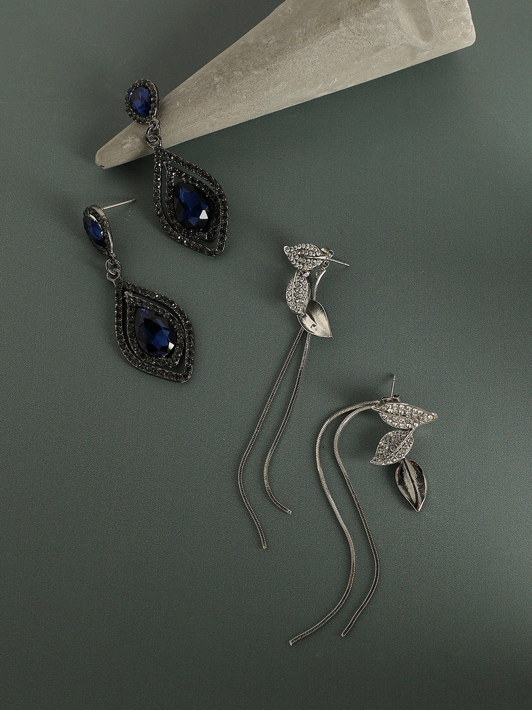 Pack Of Silver-Plated Drop Earrings