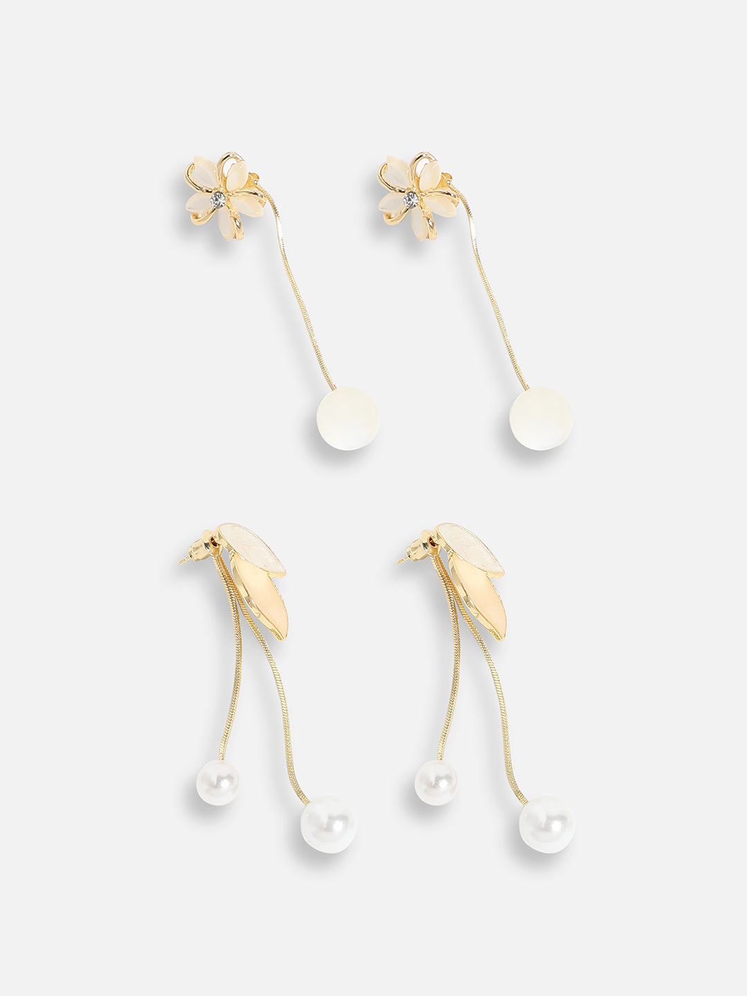 Pack Of Gold-Plated Drop Earrings