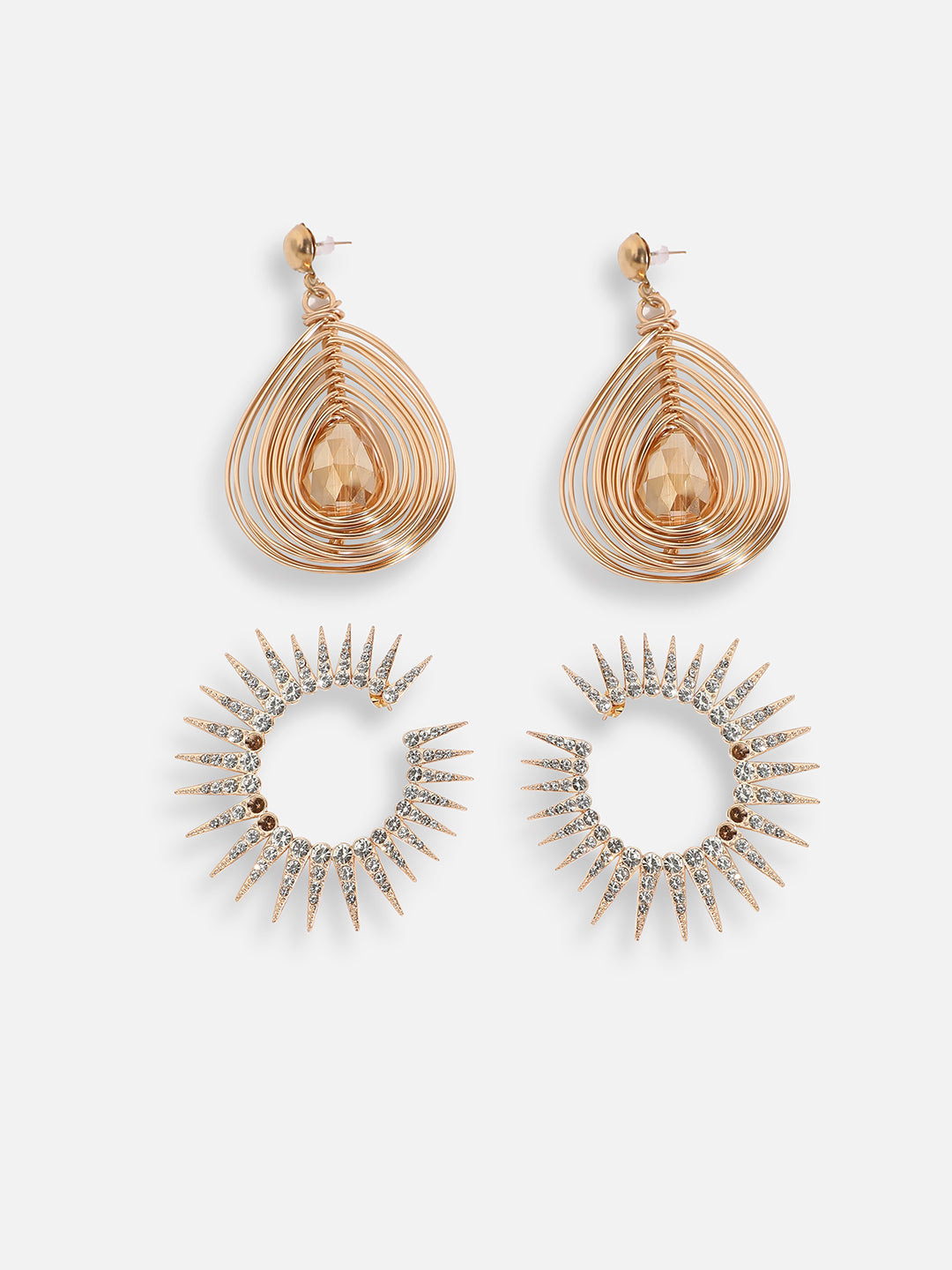 Pack Of Gold-Plated Drop Earrings