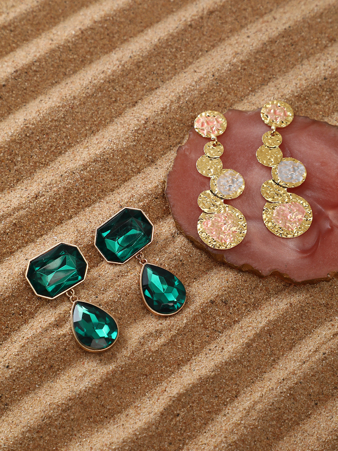 Pack Of Gold-Plated Drop Earrings