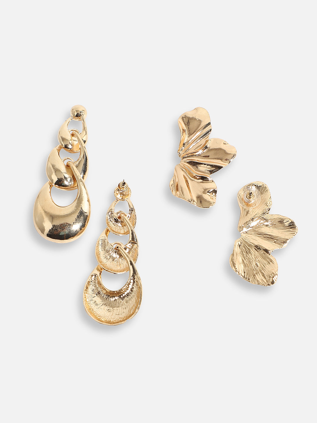 Pack Of Gold-Plated Drop Earrings