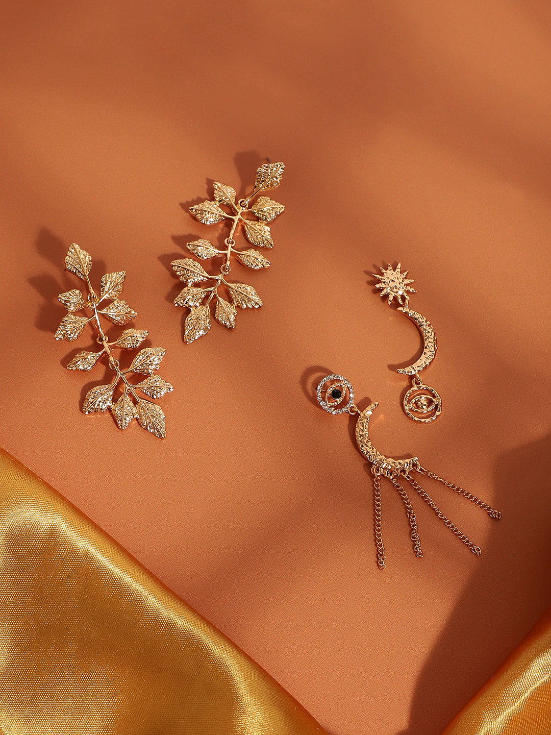 Pack Of Gold-Plated Drop Earrings