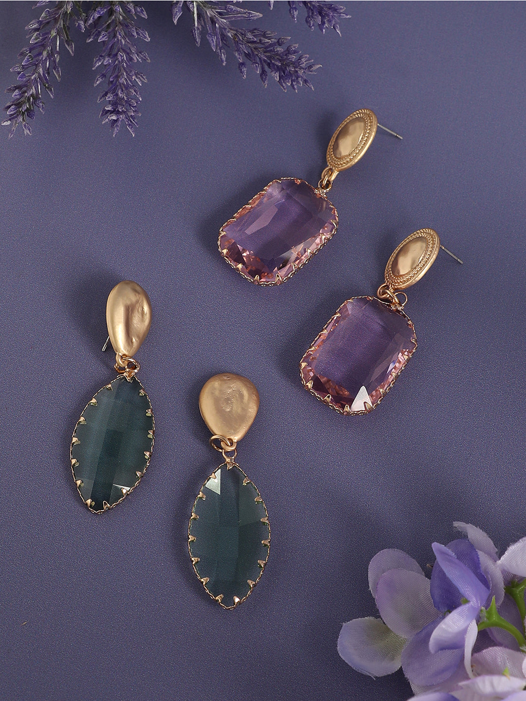 Pack Of Gold-Plated Drop Earrings