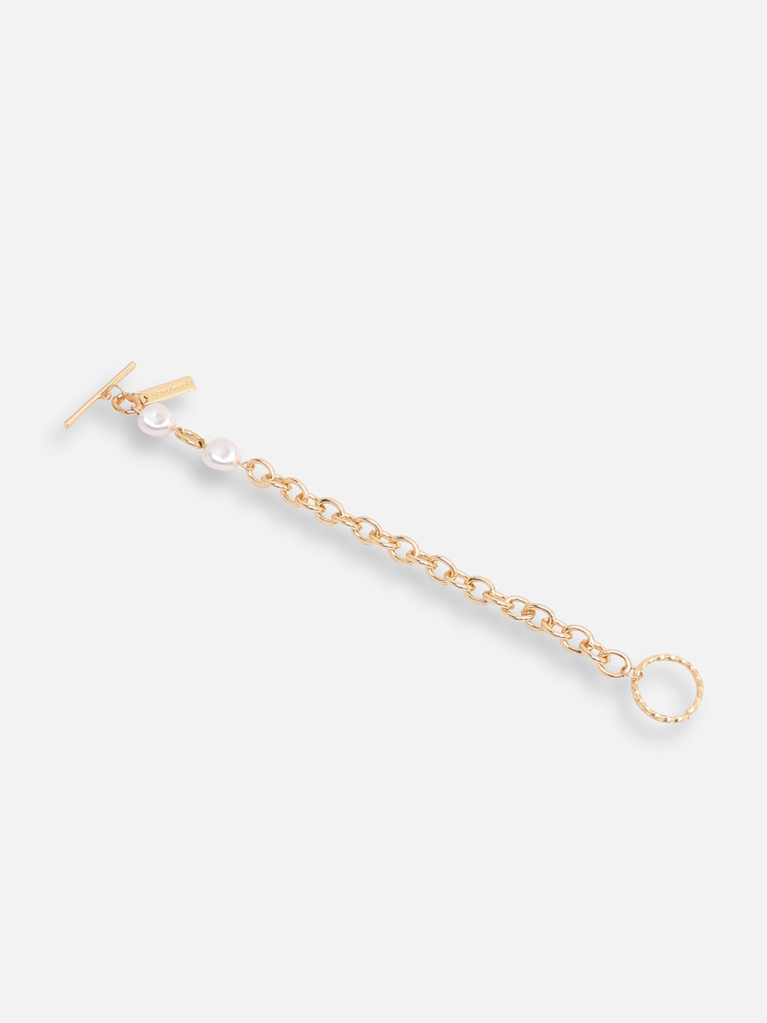 GOLD PLATED CASUAL PEARLS LINK BRACELET FOR WOMEN