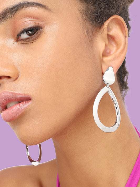 SILVER PLATED PARTY DESIGNER DROP EARRING FOR WOMEN