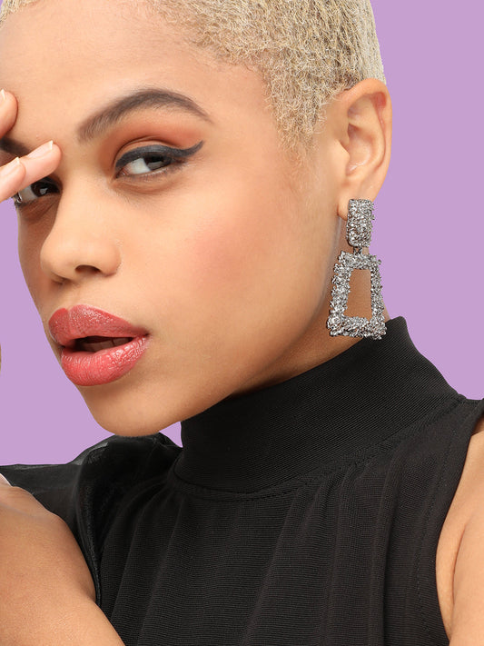 SILVER PLATED PARTY DESIGNER DROP EARRING FOR WOMEN