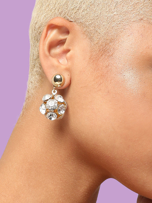 GOLD PLATED PARTY DESIGNER STONE DROP EARRING FOR WOMEN