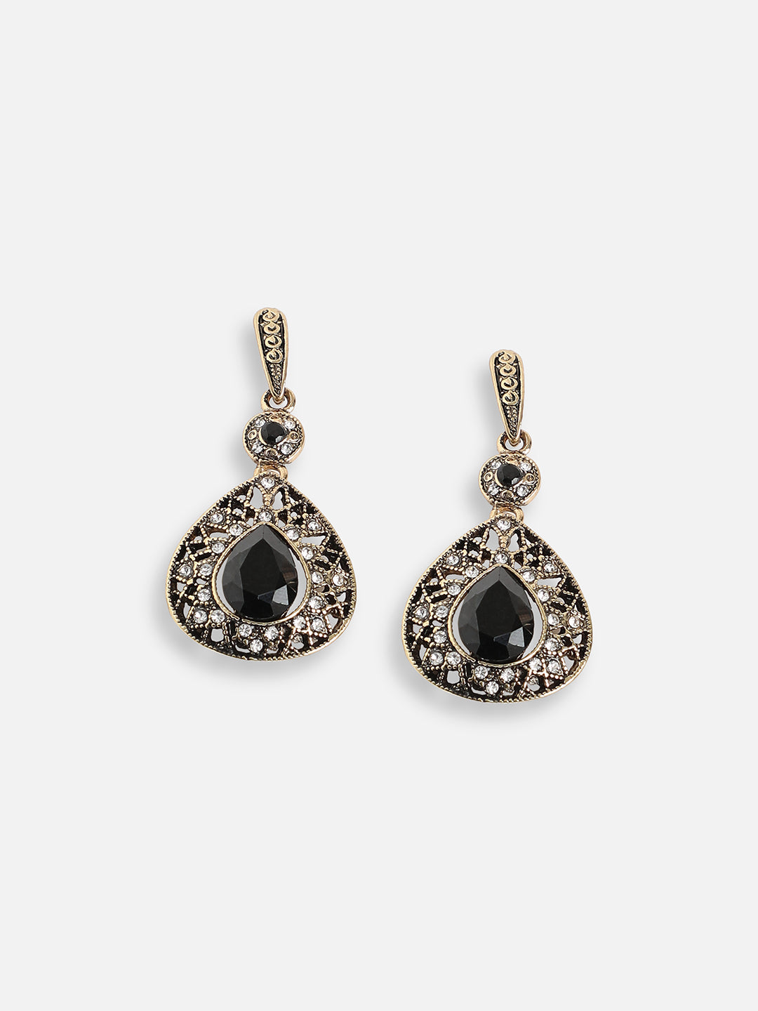 GOLD PLATED PARTY DESIGNER STONE DROP EARRING FOR WOMEN