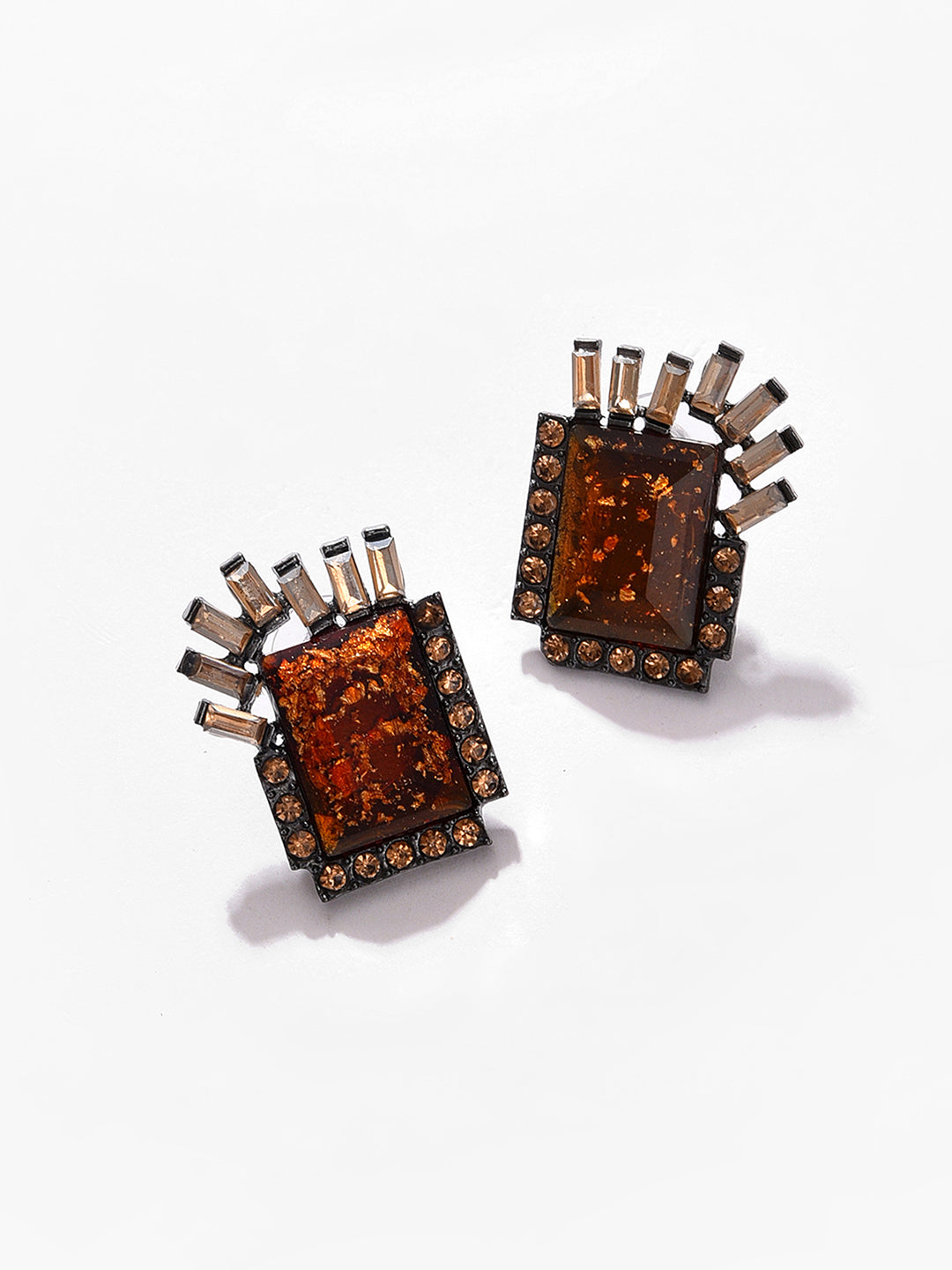 SOHI YELLOW CONTEMPORARY STUDS EARRINGS
