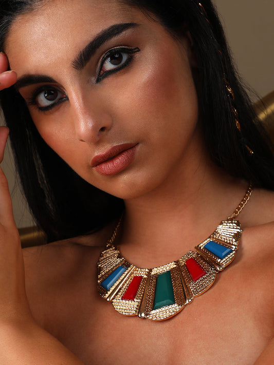 Gold Plated Designer Stone Party Necklace