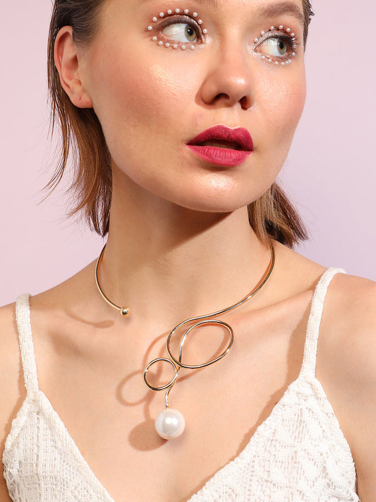 Gold Plated Pearls Party Necklace