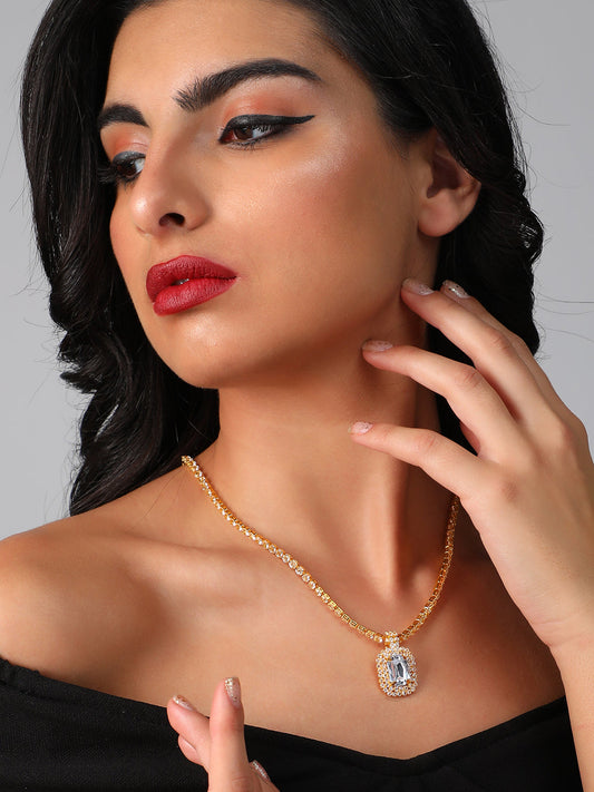 Gold Plated Designer Stone Casual Necklace