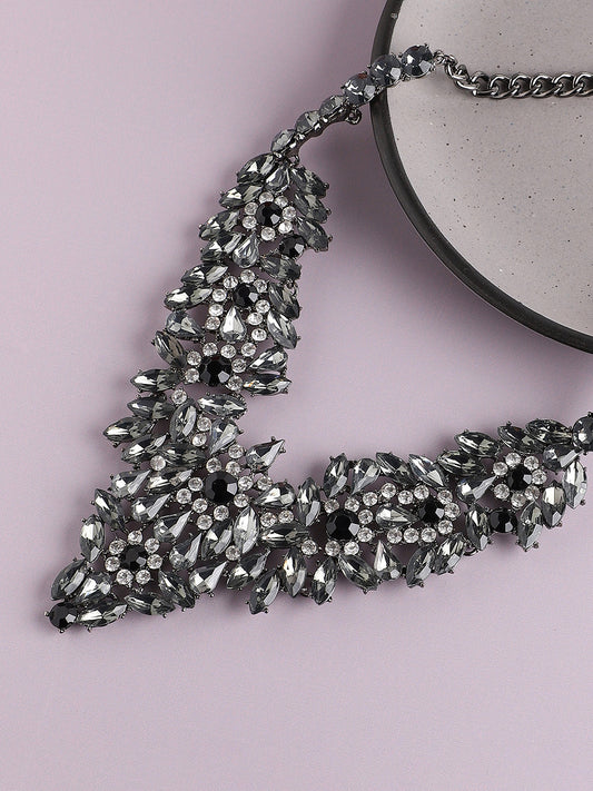 GOLD PLATED PARTY DESIGNER STONE STATEMENT NECKLACE FOR WOMEN