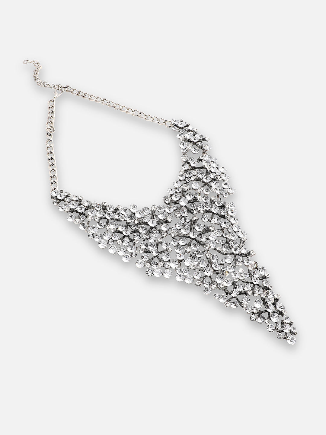 GOLD PLATED PARTY DESIGNER STONE STATEMENT NECKLACE FOR WOMEN