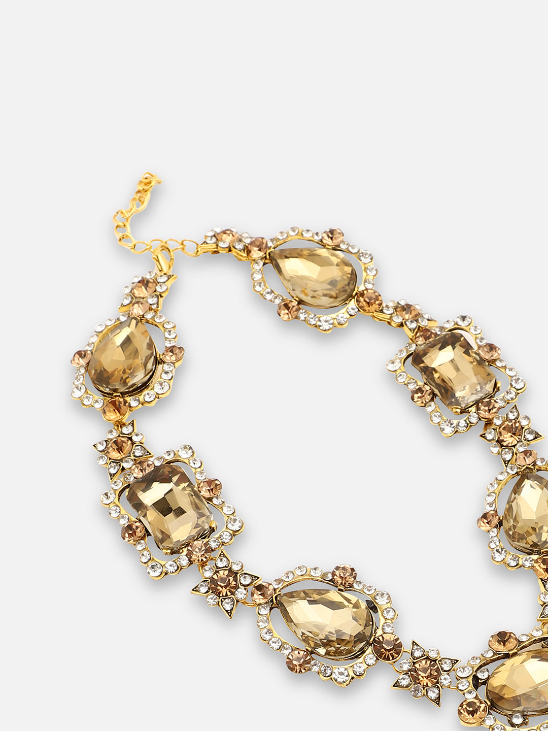 GOLD PLATED PARTY DESIGNER STONE STATEMENT NECKLACE FOR WOMEN