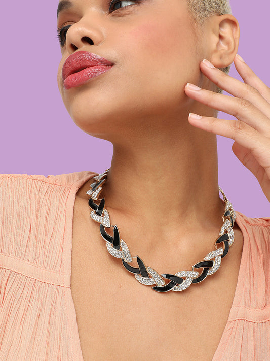 GOLD PLATED PARTY DESIGNER STONE STATEMENT NECKLACE FOR WOMEN