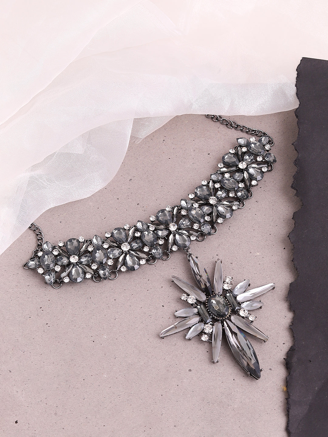GOLD PLATED PARTY DESIGNER STONE STATEMENT NECKLACE FOR WOMEN