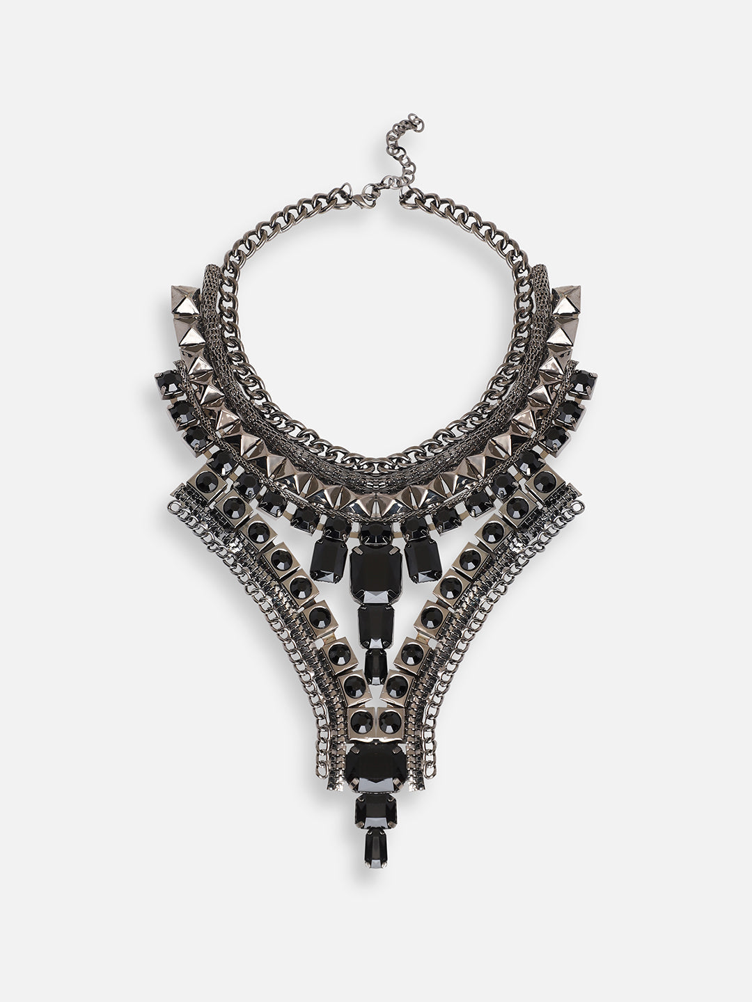 SILVER PLATED PARTY DESIGNER STONE STATEMENT NECKLACE FOR WOMEN