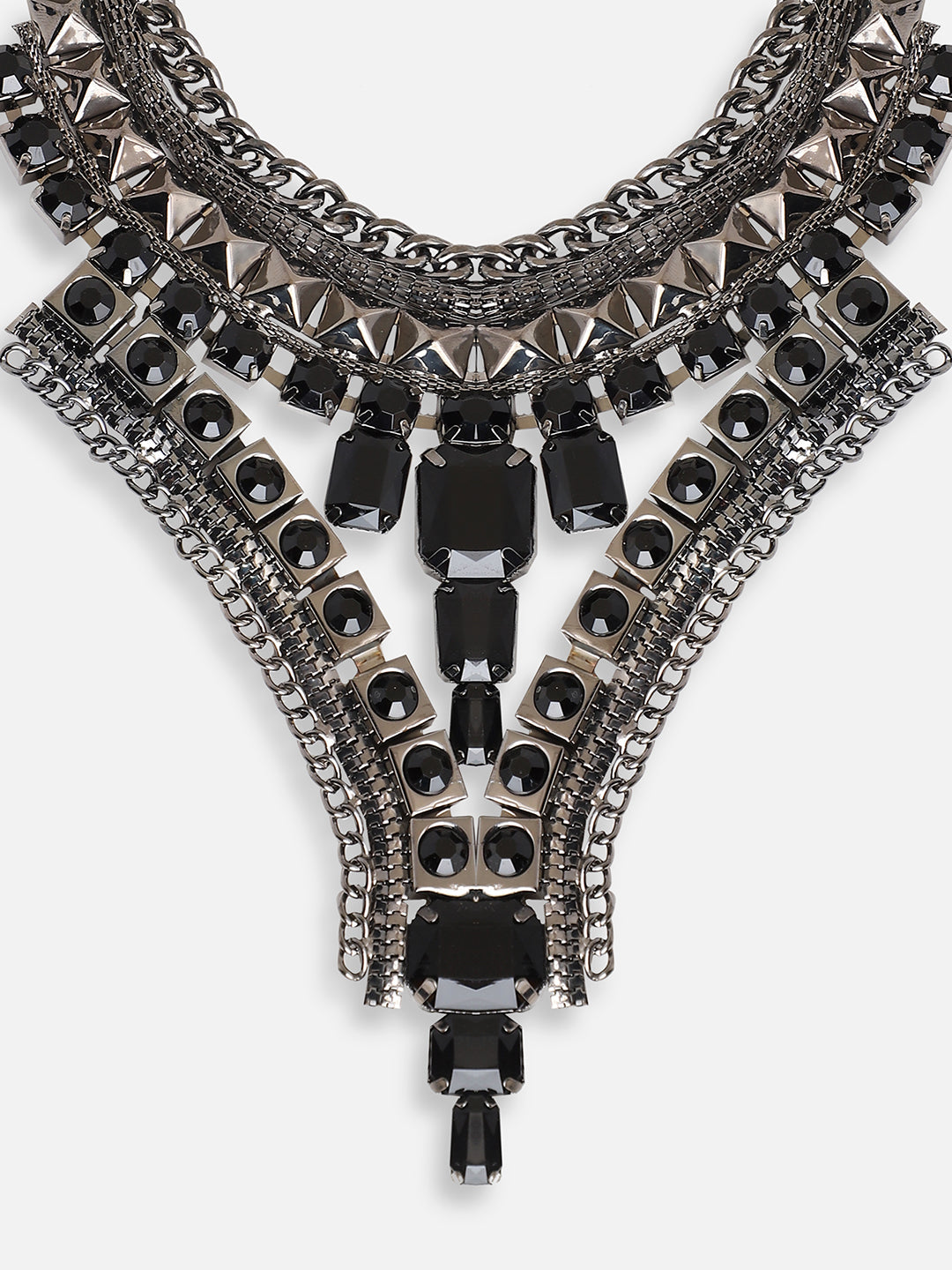 SILVER PLATED PARTY DESIGNER STONE STATEMENT NECKLACE FOR WOMEN