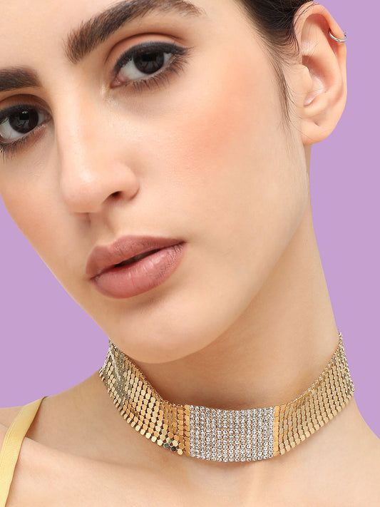 Gold Plated Party Designer Stone Choker Necklace For Women