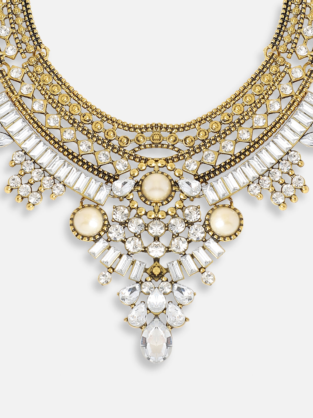 GOLD PLATED PARTY DESIGNER STONE STATEMENT NECKLACE FOR WOMEN