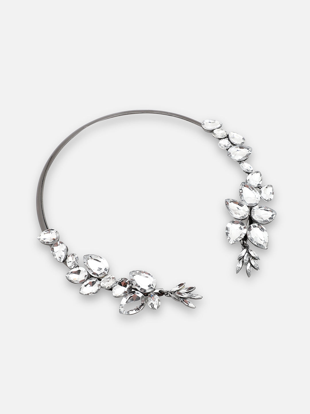 SILVER PLATED PARTY DESIGNER STONE CHOKER NECKLACE FOR WOMEN