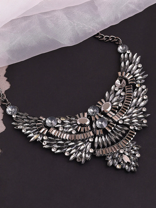 GOLD PLATED PARTY DESIGNER STONE STATEMENT NECKLACE FOR WOMEN