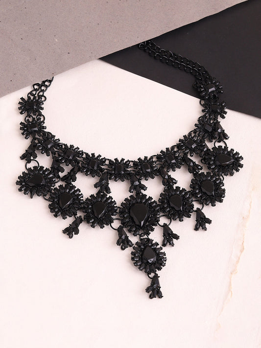 GOLD PLATED PARTY DESIGNER STONE STATEMENT NECKLACE FOR WOMEN