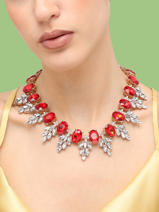 Silver Plated Party Designer Stone Statement Necklace For Women