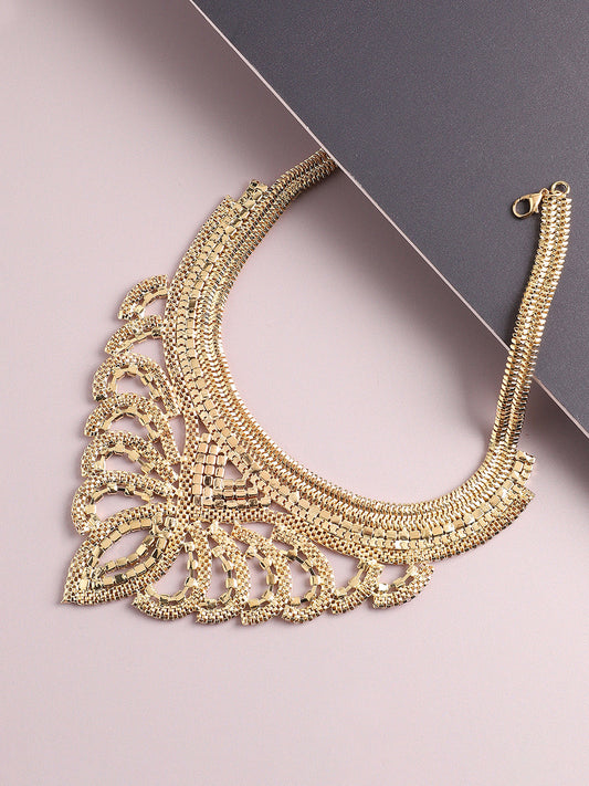 GOLD PLATED PARTY DESIGNER STONE STATEMENT NECKLACE FOR WOMEN