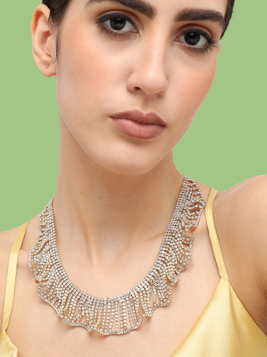 Gold Plated Party Designer Stone Statement Necklace For Women