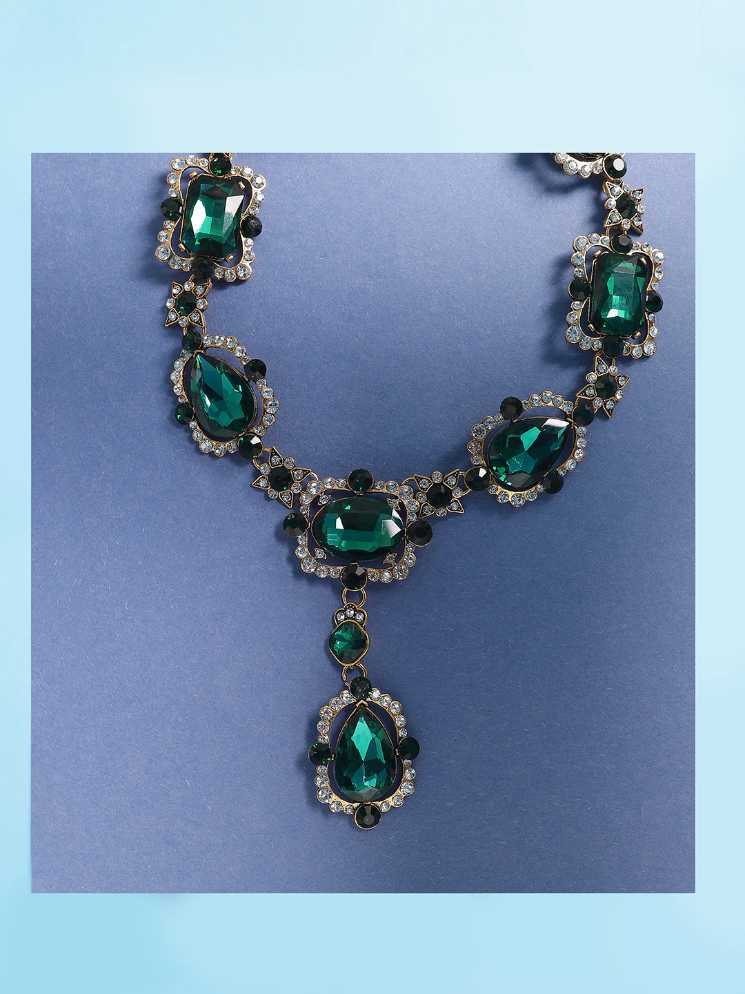 GOLD PLATED PARTY DESIGNER STONE STATEMENT NECKLACE FOR WOMEN