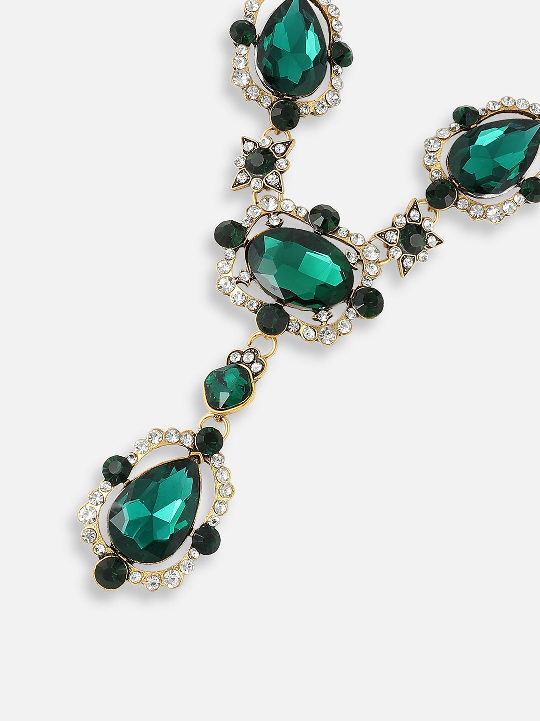 GOLD PLATED PARTY DESIGNER STONE STATEMENT NECKLACE FOR WOMEN