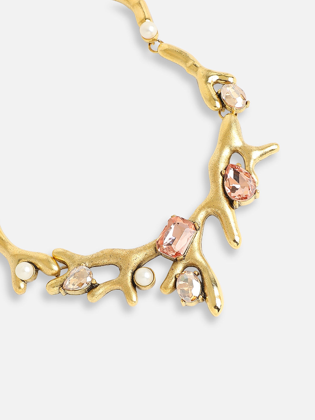 GOLD PLATED PARTY DESIGNER STONE STATEMENT NECKLACE FOR WOMEN
