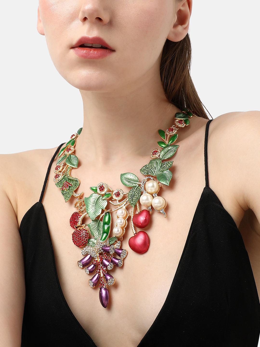 GOLD PLATED DESIGNER STONE PARTY NECKLACE FOR WOMEN