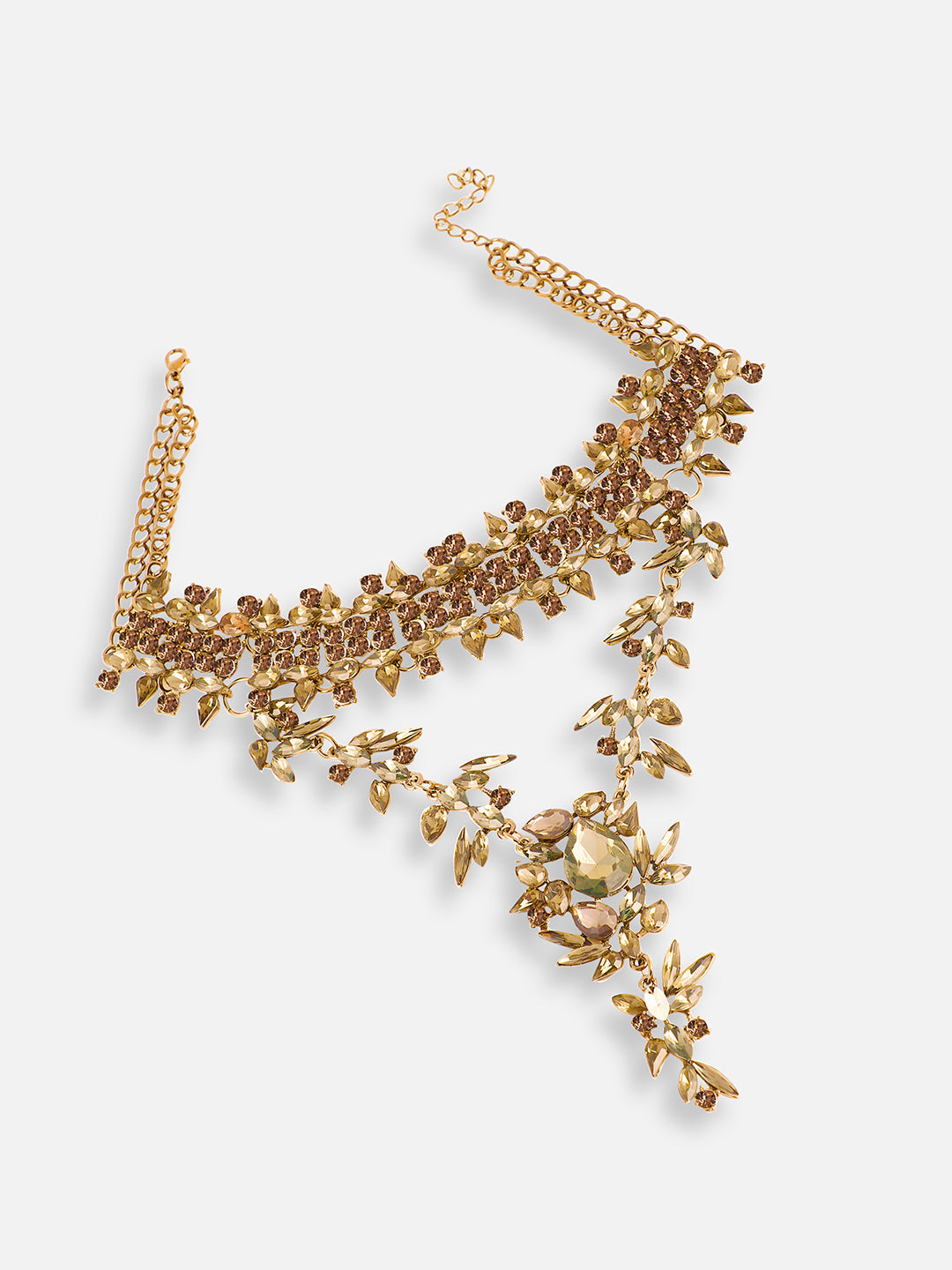 GOLD PLATED PARTY DESIGNER STONE STATEMENT NECKLACE FOR WOMEN