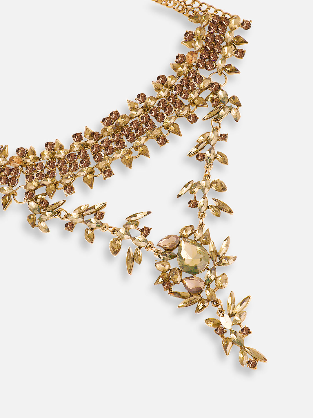 GOLD PLATED PARTY DESIGNER STONE STATEMENT NECKLACE FOR WOMEN