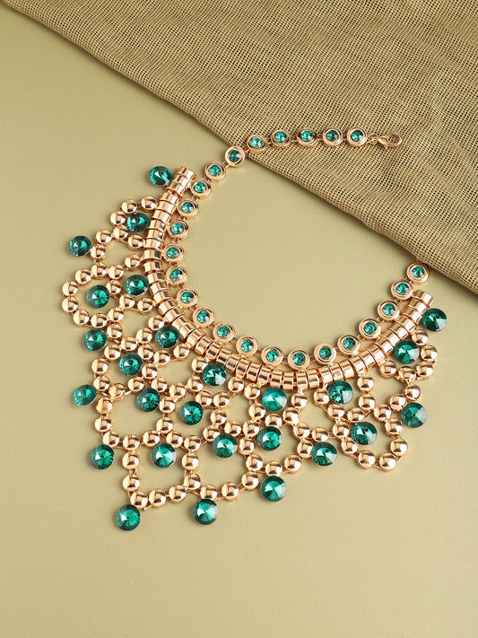 Gold Plated Party Designer Stone Statement Necklace For Women