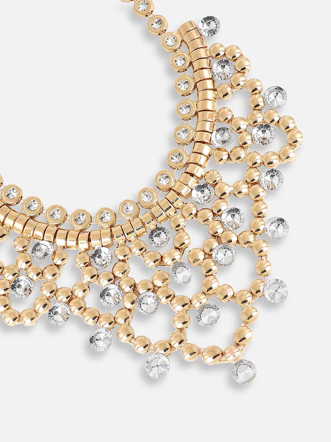 GOLD PLATED PARTY DESIGNER STONE STATEMENT NECKLACE FOR WOMEN