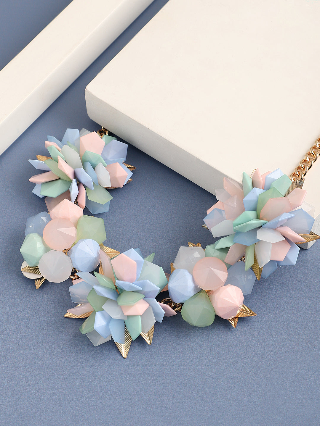 GOLD PLATED PARTY DESIGNER STONE STATEMENT NECKLACE FOR WOMEN