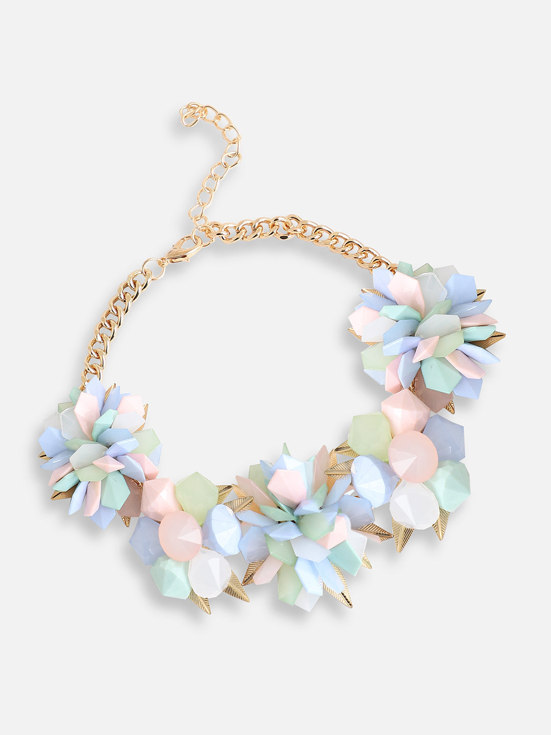 GOLD PLATED PARTY DESIGNER STONE STATEMENT NECKLACE FOR WOMEN