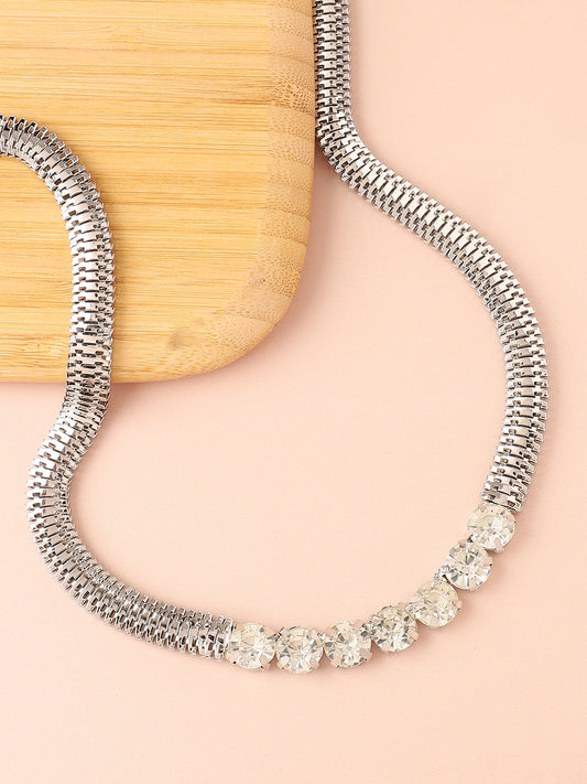 Silver Plated Designer Stone Party Necklace For Women