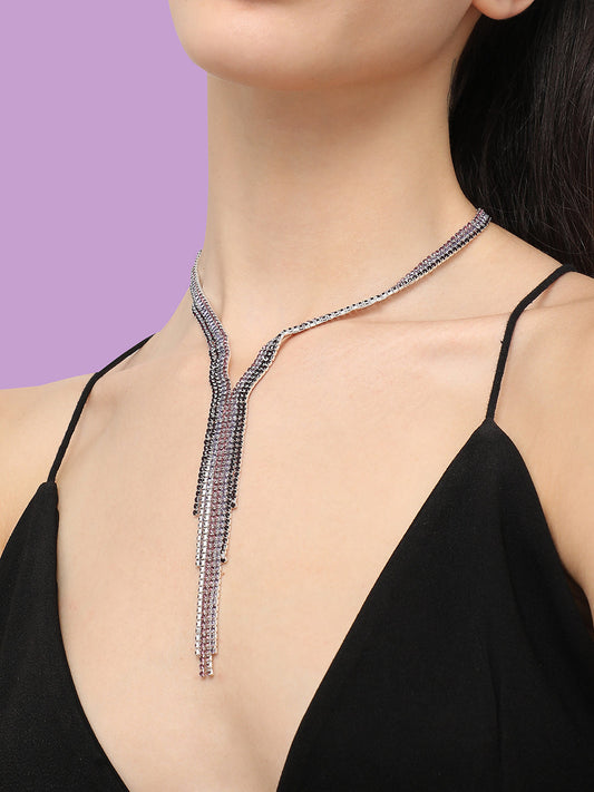 Silver Plated Designer Stone Party Necklace For Women