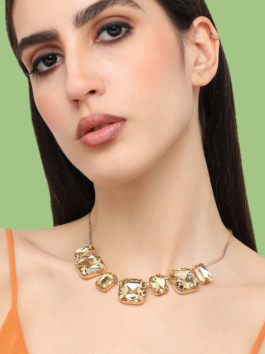 Gold Plated Designer Stone Party Necklace For Women