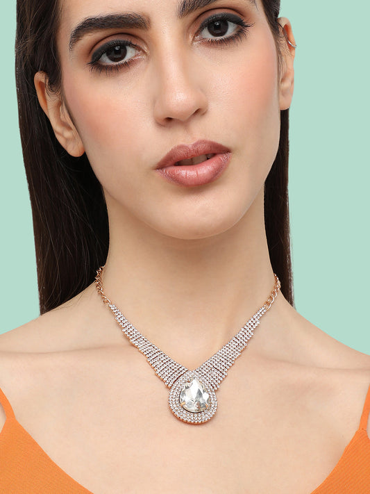 Silver Plated Designer Stone Party Necklace For Women