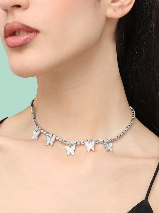 Silver Plated Designer Stone Casual Necklace For Women